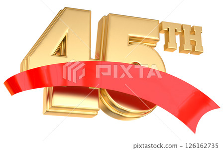 Happy Anniversary Number 45 th Gold With Red 3D Render 126162735