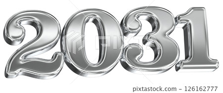 Happy New Year Number 2031 Silver 3D Render Happy New Year Number 2031 Silver 3D Render 126162777
