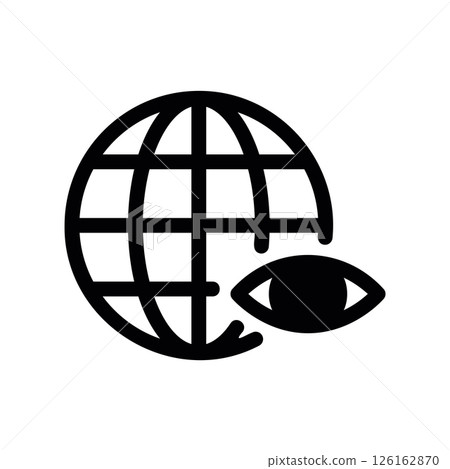 Eye Icon with a Circular Arrow and 360 Text for Panoramic View 126162870