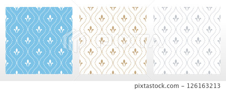 Collection of flower geometric patterns. Seamless vector backgrounds. Colored ornaments. Ornament for fabric, wallpaper, packaging. Decorative prints 126163213