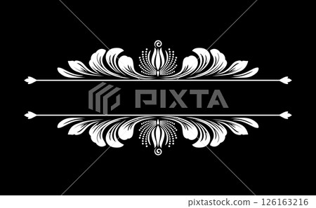 Vintage black and white element. Graphic vector design. Damask graphic ornament 126163216