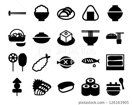 Set of Japanese food menu icons_black solid Set of Japanese food menu icons_black solid 126163905