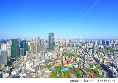 東京鐵塔與麻布台山風景 東京都港區森 JP 塔 126163974