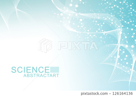 Modern abstract molecules structure for science or medical background. DNA helix or atom visualization. Molecular wave flow abstract background. Vector illustration 126164136