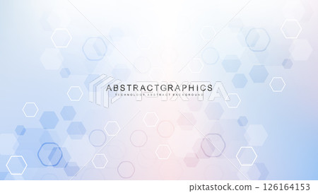 Modern science background with lines, dots and hexagons. Wave flow abstract background. Molecular structure for medical, technology, chemistry, science. Vector illustration Modern science background with lines, dots and hexagons. Wave flow abstract background. Molecular structure for medical, technology, chemistry, science. Vector illustration 126164153