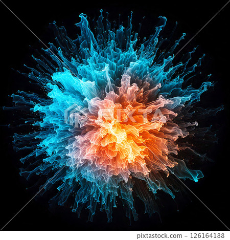 A smoky explosion of blue and orange A smoky explosion of blue and orange 126164188