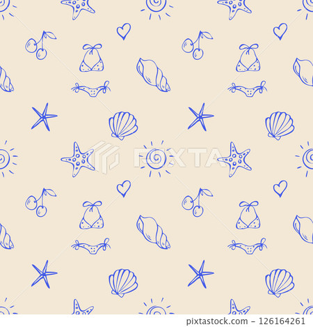 Seamless doodles pattern Beach Vacation 126164261