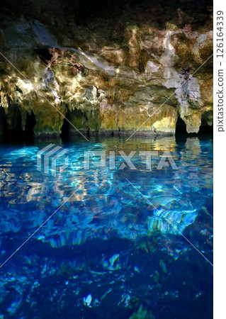 Gran Cenote, a hidden gem with exceptional transparency, located in Cancun, Mexico, Central America 126164339