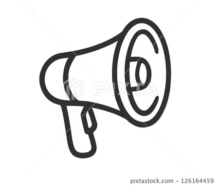 Megaphone news music flat style icon shape symbol. Voice sound speech logo silhouette sign. Loudspeaker amplifier. Vector illustration image. Isolated on white background. 126164459