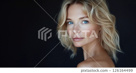 Beauty photo of natural beauty middle age woman with natural makeup and hairstyle.AI Generative. 126164499