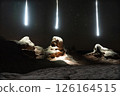 Drone used for light painting in White Pocket National Monument.  Located in Northern Arizona.  An aerial and abstract light painting. 126164515