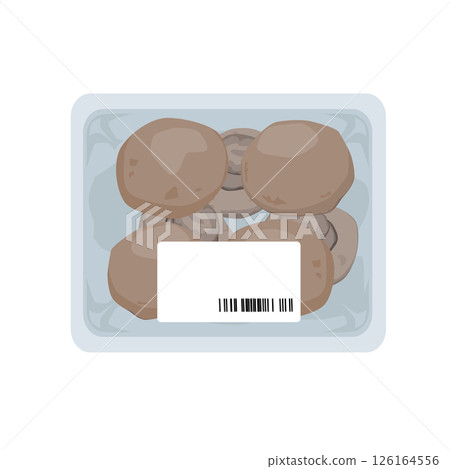 包裝好的棕色蘑菇插圖 126164556