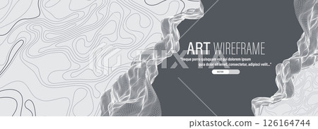 The abstract wave is made in a frame style. Template for science and technology presentation. Vector art. The abstract wave is made in a frame style. Template for science and technology presentation. Vector art. 126164744