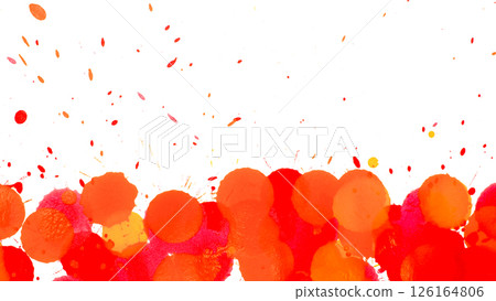 A minimal yet vibrant watercolor border featuring floating red, orange, and yellow drops along the bottom edge A minimal yet vibrant watercolor border featuring floating red, orange, and yellow drops along the bottom edge 126164806