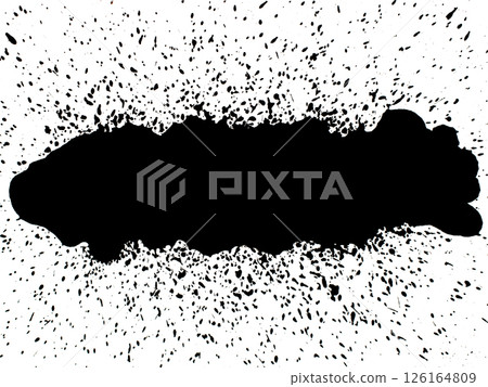A bold black ink splash radiates outward with intense scattered droplets on a white background A bold black ink splash radiates outward with intense scattered droplets on a white background 126164809