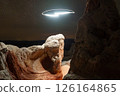 Drone used for light painting in White Pocket National Monument.  Located in Northern Arizona.  An aerial and abstract light painting. 126164865