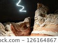 Drone used for light painting in White Pocket National Monument.  Located in Northern Arizona.  An aerial and abstract light painting. 126164867