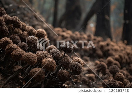 Dried flowers in the forest close-up. Autumn background Dried flowers in the forest close-up. Autumn background 126165728