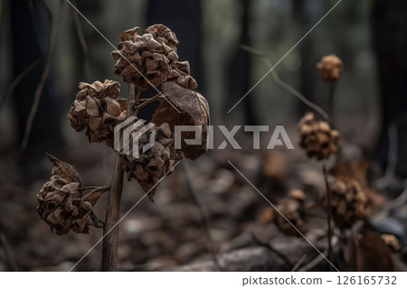 Dried flowers in the forest close-up. Autumn background Dried flowers in the forest close-up. Autumn background 126165732