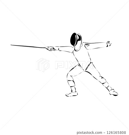 Fencing player or swardsman doodle style sketch illustration Fencing player or swardsman doodle style sketch illustration 126165808