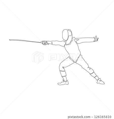 Fencing player or swardsman doodle style sketch illustration Fencing player or swardsman doodle style sketch illustration 126165810