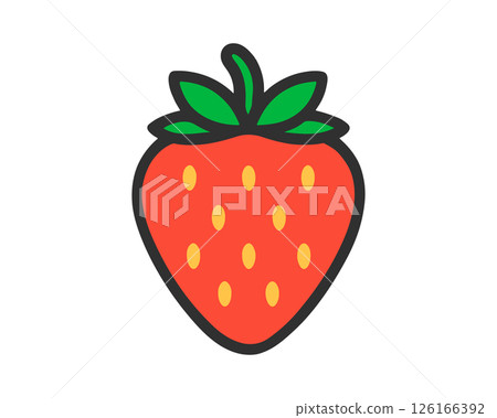 Flat cartoon style Strawberry icon symbol shape. Summer red Fruit berry logo sign. Vector illustration image. Isolated on white background. Flat cartoon style Strawberry icon symbol shape. Summer red Fruit berry logo sign. Vector illustration image. Isolated on white background. 126166392