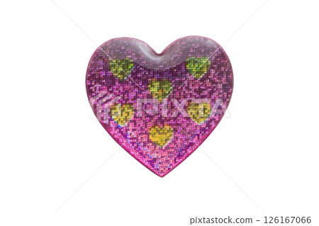 Heart shape hologram sticker isolated on white background Heart shape hologram sticker isolated on white background 126167066