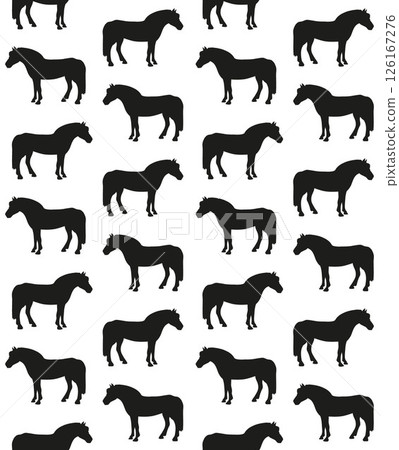 Vector seamless pattern of fjord horse silhouette Vector seamless pattern of fjord horse silhouette 126167276