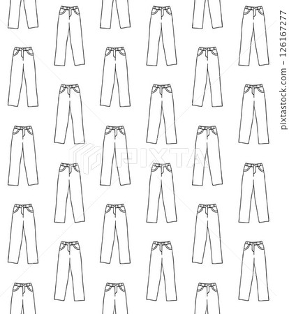 Vector seamless pattern of hand drawn jeans pants 126167277