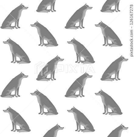 Vector seamless pattern of flat sitting wolf 126167278