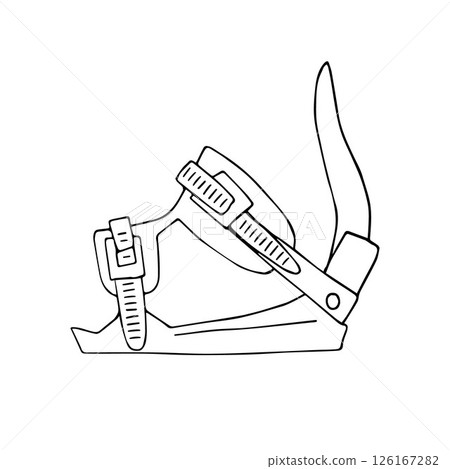 Vector hand drawn outline snowboard boot 126167282