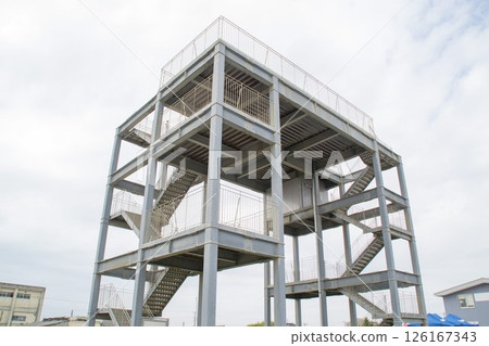 Tsunami evacuation tower Tsunami evacuation tower 126167343