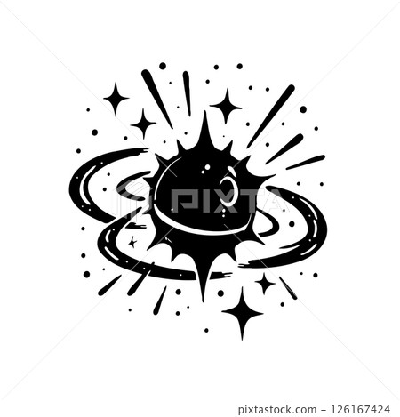 Celestial sphere abstraction showcasing cosmic orbits and starburst illumination Celestial sphere abstraction showcasing cosmic orbits and starburst illumination 126167424