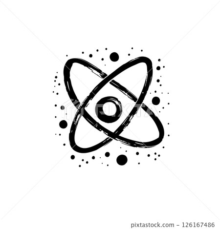 Abstract atom symbol in grunge style, science concept and scientific research Abstract atom symbol in grunge style, science concept and scientific research 126167486