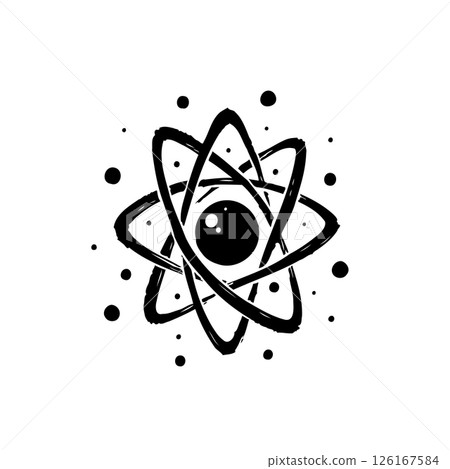 Stylized atom illustration symbolizing scientific research and development 126167584