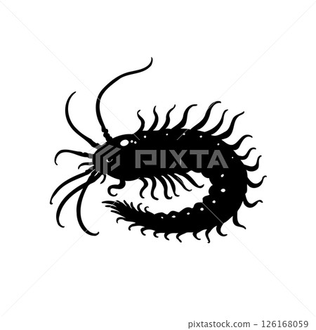 Stylized Monochrome Depiction of a Curious Invertebrate Silhouette Illustration 126168059