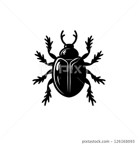 Monochrome stylized beetle illustration with detailed legs and antennae vector Monochrome stylized beetle illustration with detailed legs and antennae vector 126168093
