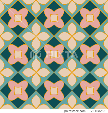 Botanical abstract floral enamel seamless pattern. Vintage simple flowers silhouette vector background. Pastel color minimalist daisies. Botanical abstract floral enamel seamless pattern. Vintage simple flowers silhouette vector background. Pastel color minimalist daisies. 126168235