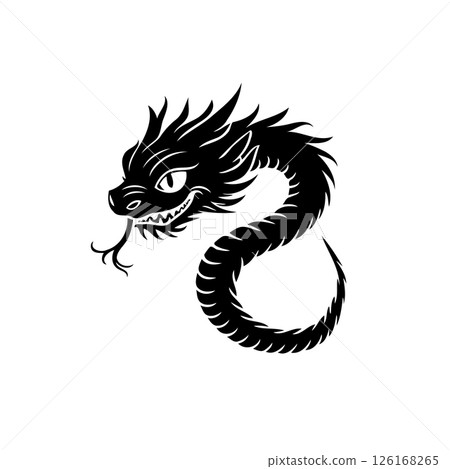 Stylized serpentine creature illustration with an aggressive look for graphics Stylized serpentine creature illustration with an aggressive look for graphics 126168265