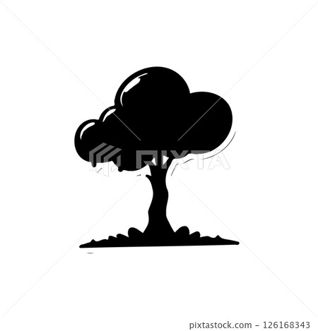 Simple monochrome tree illustration offering a minimalist aesthetic appeal Simple monochrome tree illustration offering a minimalist aesthetic appeal 126168343