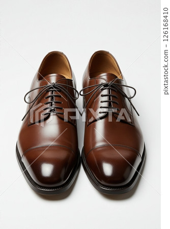 Elegant Brown Leather Cap Toe Oxford Dress Shoes for Mens Formal Business Attire 126168410