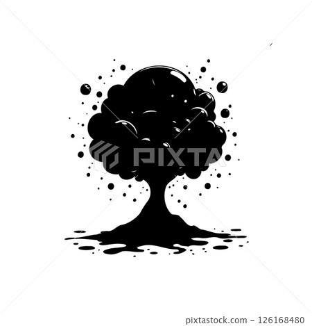 Stylized dark tree illustration against a white backdrop, adding artistic depth Stylized dark tree illustration against a white backdrop, adding artistic depth 126168480