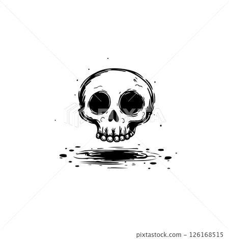 Abstract skull artwork with a spooky and ethereal floating presence on white backdrop Abstract skull artwork with a spooky and ethereal floating presence on white backdrop 126168515