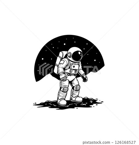 Lone space explorer on an uncharted terrain surrounded by starlight canopy Lone space explorer on an uncharted terrain surrounded by starlight canopy 126168527