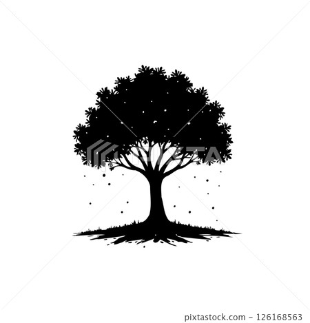 Silhouette of a majestic tree against a blank backdrop, exuding natural beauty Silhouette of a majestic tree against a blank backdrop, exuding natural beauty 126168563