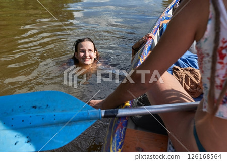Canoe tour river swim Canoe tour river swim 126168564
