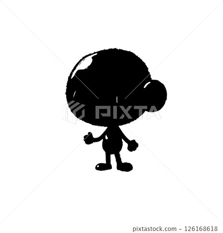 Whimsical silhouette figure with rounded features, a digital abstract art piece 126168618