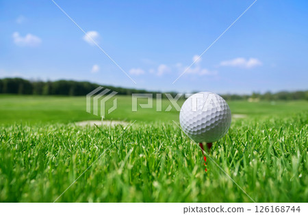Golf ball on tee Golf ball on tee 126168744