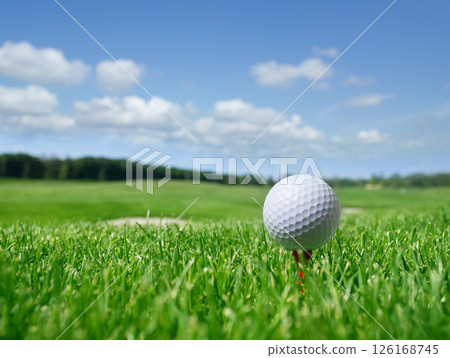 Golf ball on tee Golf ball on tee 126168745