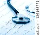 Stethoscope on the electrocardiogram graph 126168771